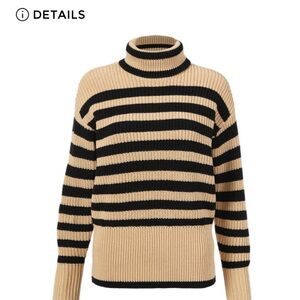 CAbi Black and Tan Nautical Turtleneck Sweater
